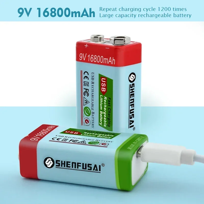 

New special price 9V lithium-ion rechargeable battery, 16800mAh micro USB battery, used for KTV, microphone, toy remote control