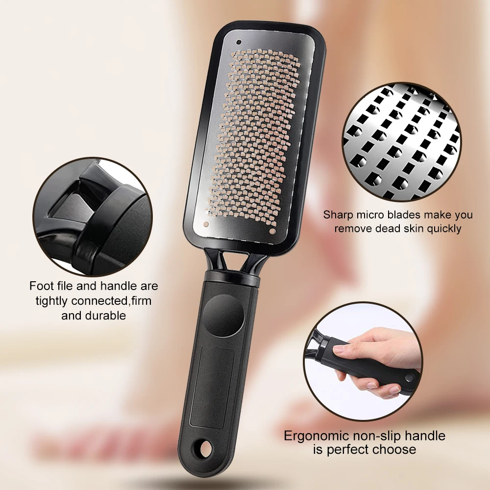 여성용 남성용 발 뒤꿈치 블랙 스크러버 건성 각질 제거 발 스킨 케어 스파 제품 페디큐어 도구 1개