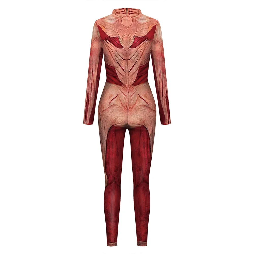 Costume de cosplay de squelette imprimé en 3D pour hommes et femmes, combinaison de corps humain, muscle, crâne, modules, Halloween