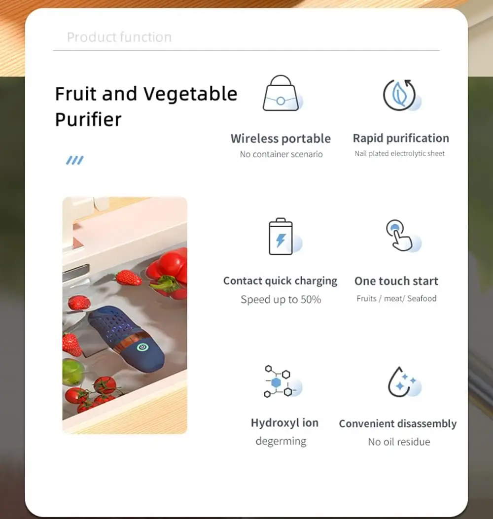 Fruit And Vegetable Washing Machine, Aqua Pure Fruit Cleaner Device, Fruit Purifier With OH-ion Purification Technology 250min