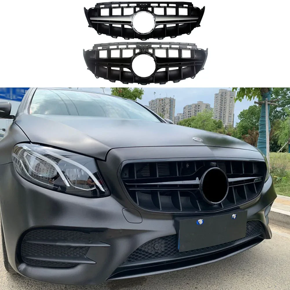 

Car Front Racing Grill Billet Bumper Grille Upper Cover Fit For Mercedes Benz W213 E-Class 2016 2017 2018 2019 AMG