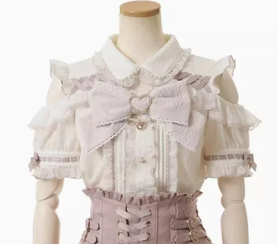 Japanese Liz Skirt New Summer Lace Edge Leather Ring High Waist Pleated Skirt Ribbon Bow Short Skirts Sweet Big Bow Lolita Shirt