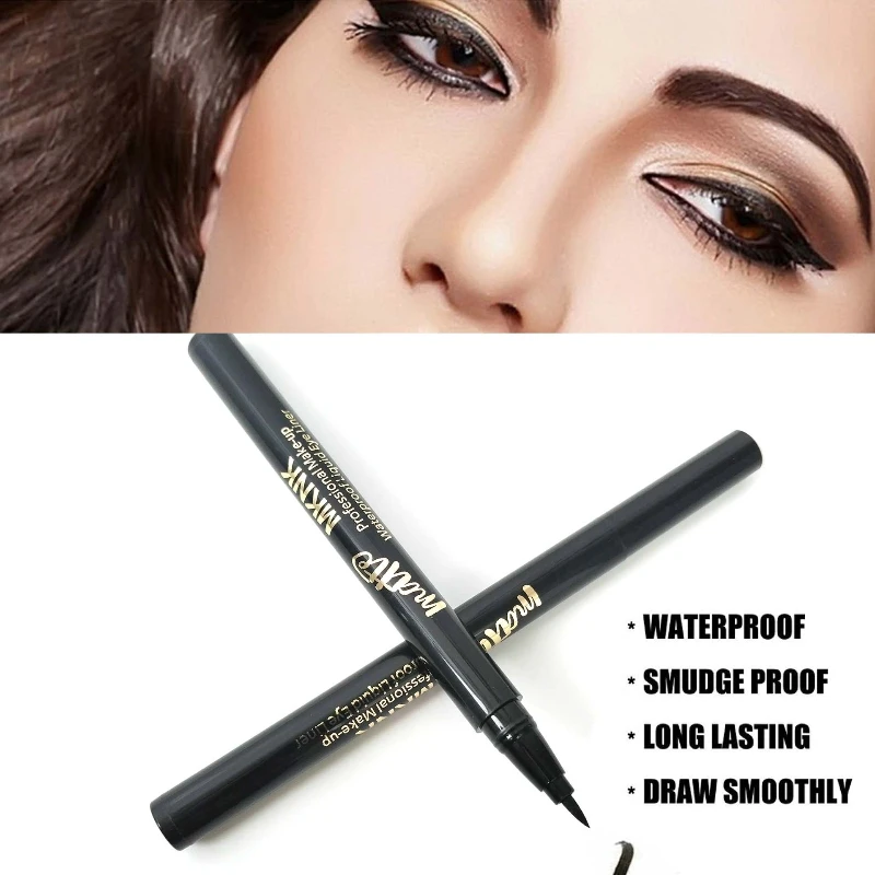 Zwarte Ultrafijne Tip Vloeibare Eyeliner Pen Blijvende Waterdichte Matte Eyeliner Smudge-Proof Sneldrogende Eyeliner Potloden Make-up