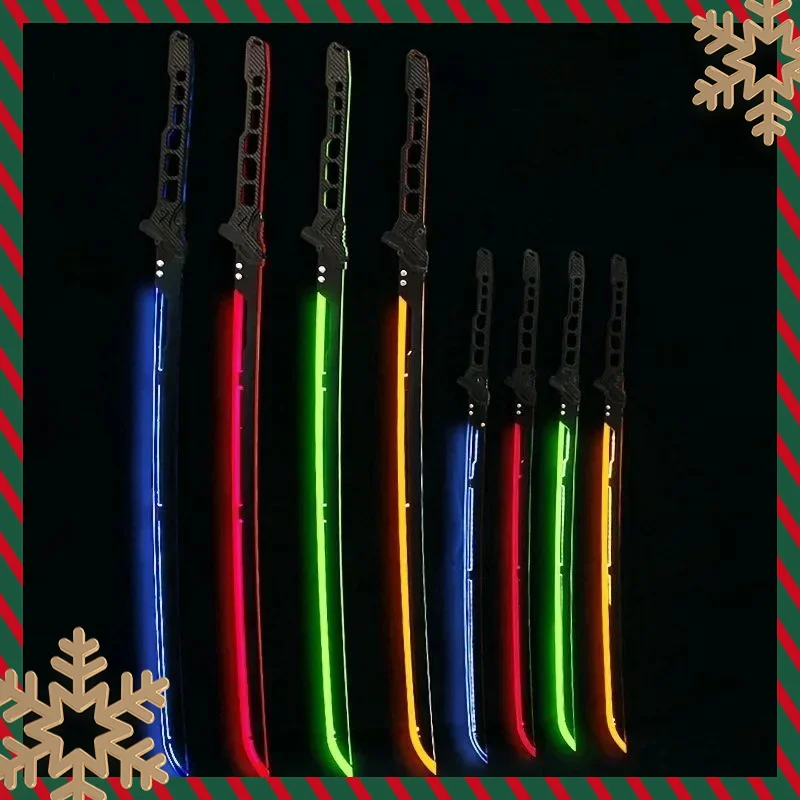 Bright Cyberpunk Katana Acrylic Led Light Sword Knife Anime Cosplay Prop Real Size Japanese Katana Samurai Sword Sabre Kid Toy