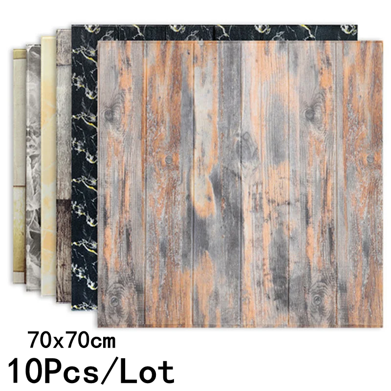 

10Pcs/Lot Waterproof Self-Adhesive 3D Wood-Grain Wall Sticker Foam For Kitchen Living Room Bedroom DIY Home Decor Wallpaper