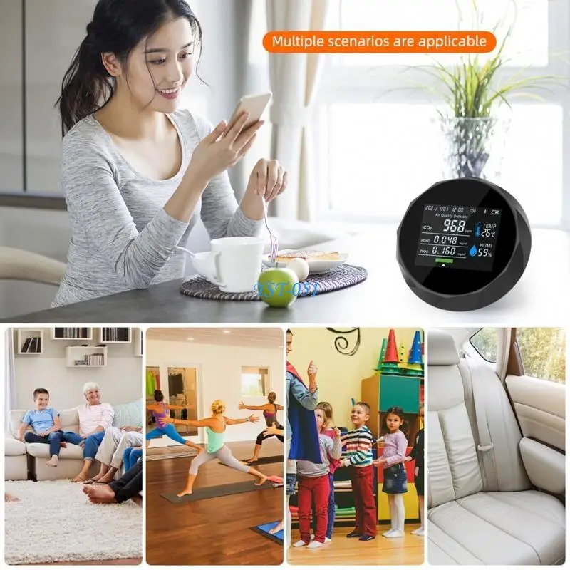 

E15A 5 In 1 BT APP CO2 Meter PPM Temperature Humidity enor Teter Air Quality Meter