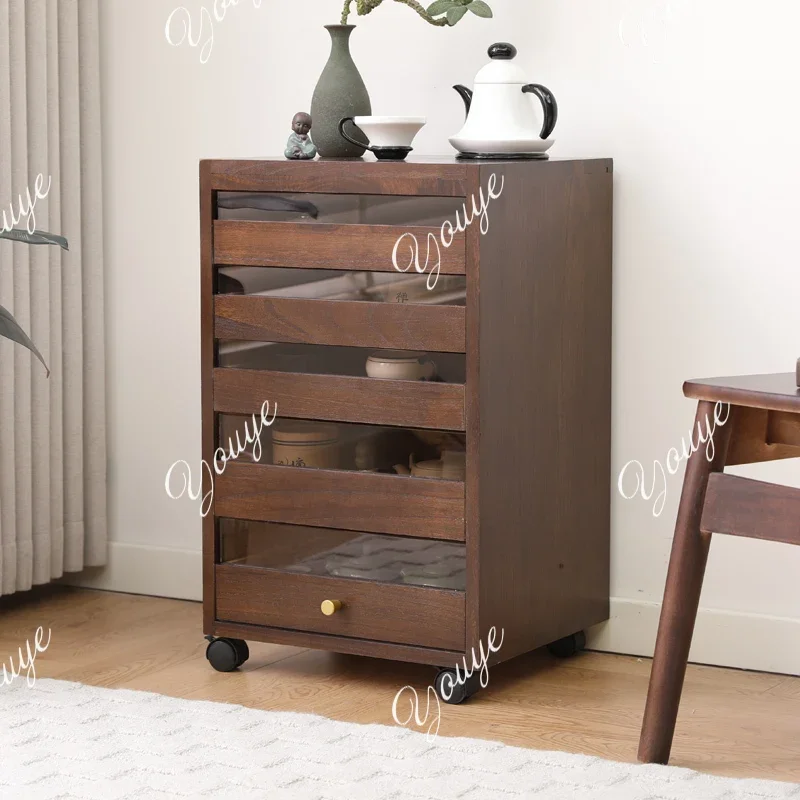 XM Solid Wood Dental Cabinet Tea Set Wenplay Storage Cabinet Living Room Side Cabinet Floor Tea Cup Storage Jewelry