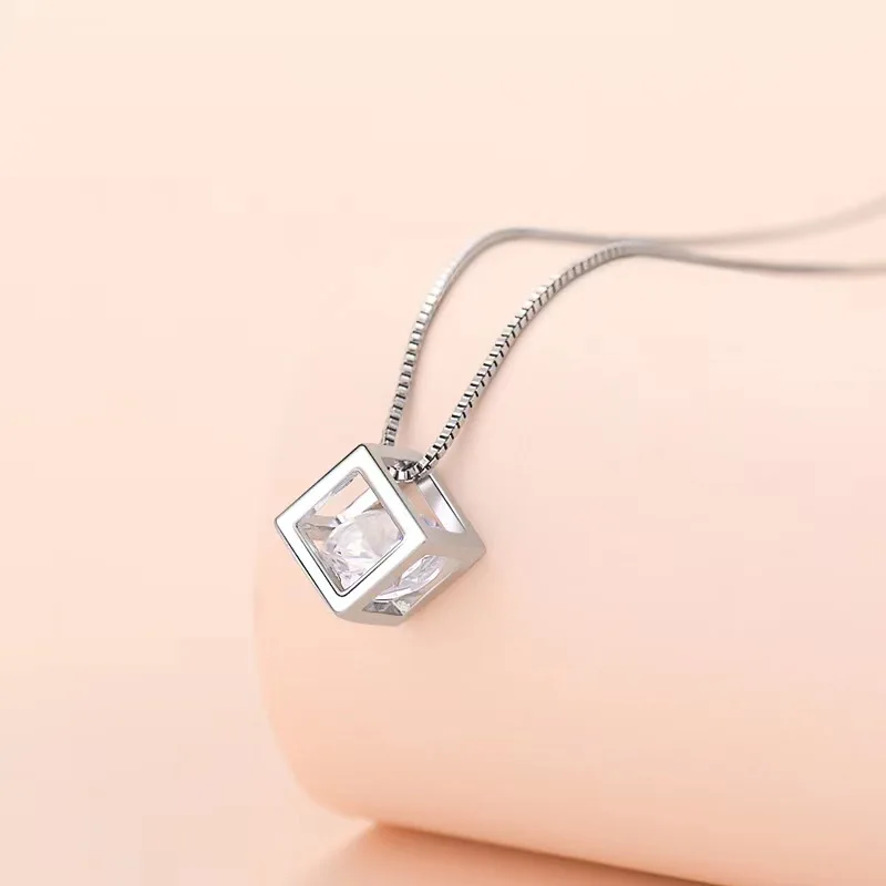 

Fine 925 Sterling Silver Crystal charms chain Necklace 18-24 Inches For Women Wedding Charm Fashion Jewelry luxury