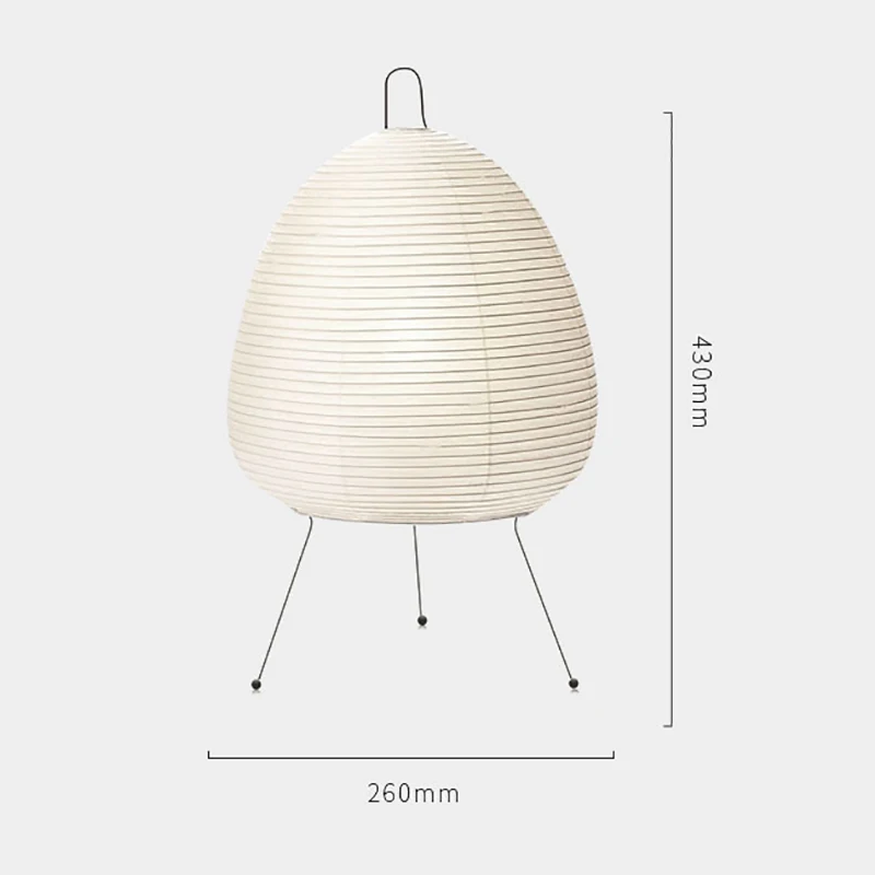 Japanese Rice Paper Lamp with E27 Tricolored Bulb Metal Feet Decorative Tripod Paper Night Light for Bedroomm Living Room Study