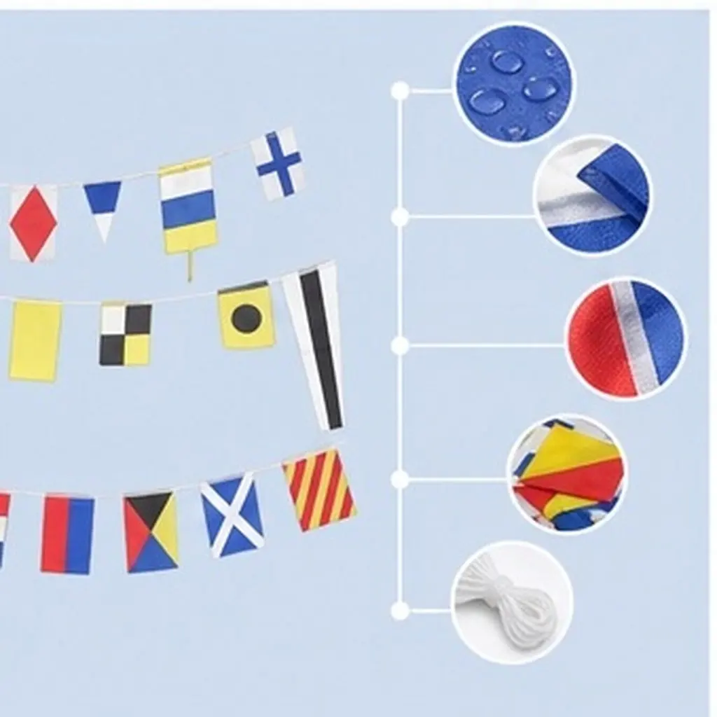 40Pcs Marine Signal Flags Nautical Code Flag Set Complete Alphabet Number Flags for Ship Yacht Commercial Vessel Navigation