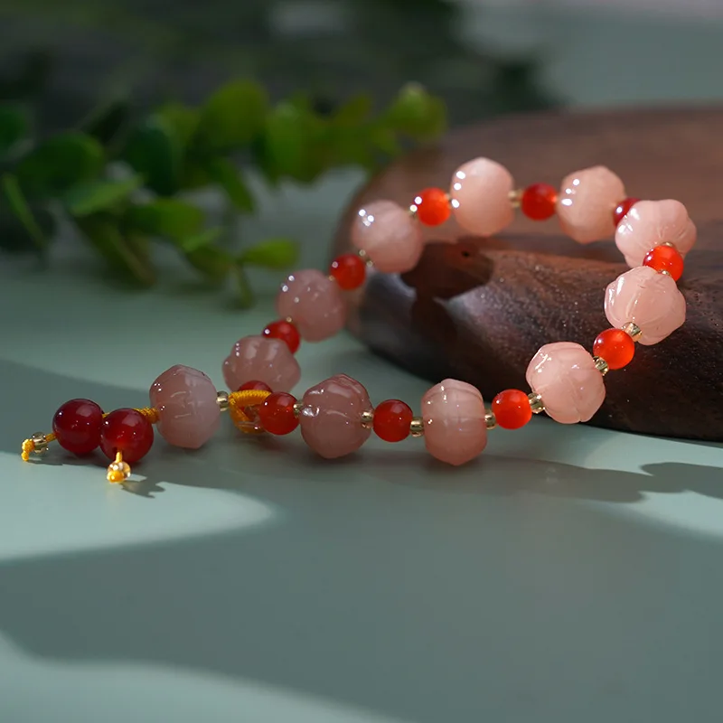 Natural Jade Agate Pumpkin Beads Bracelet Exquisite Sexy Young Girls Fashion Gemstone Real Jewelry Best Selling Holiday Gift