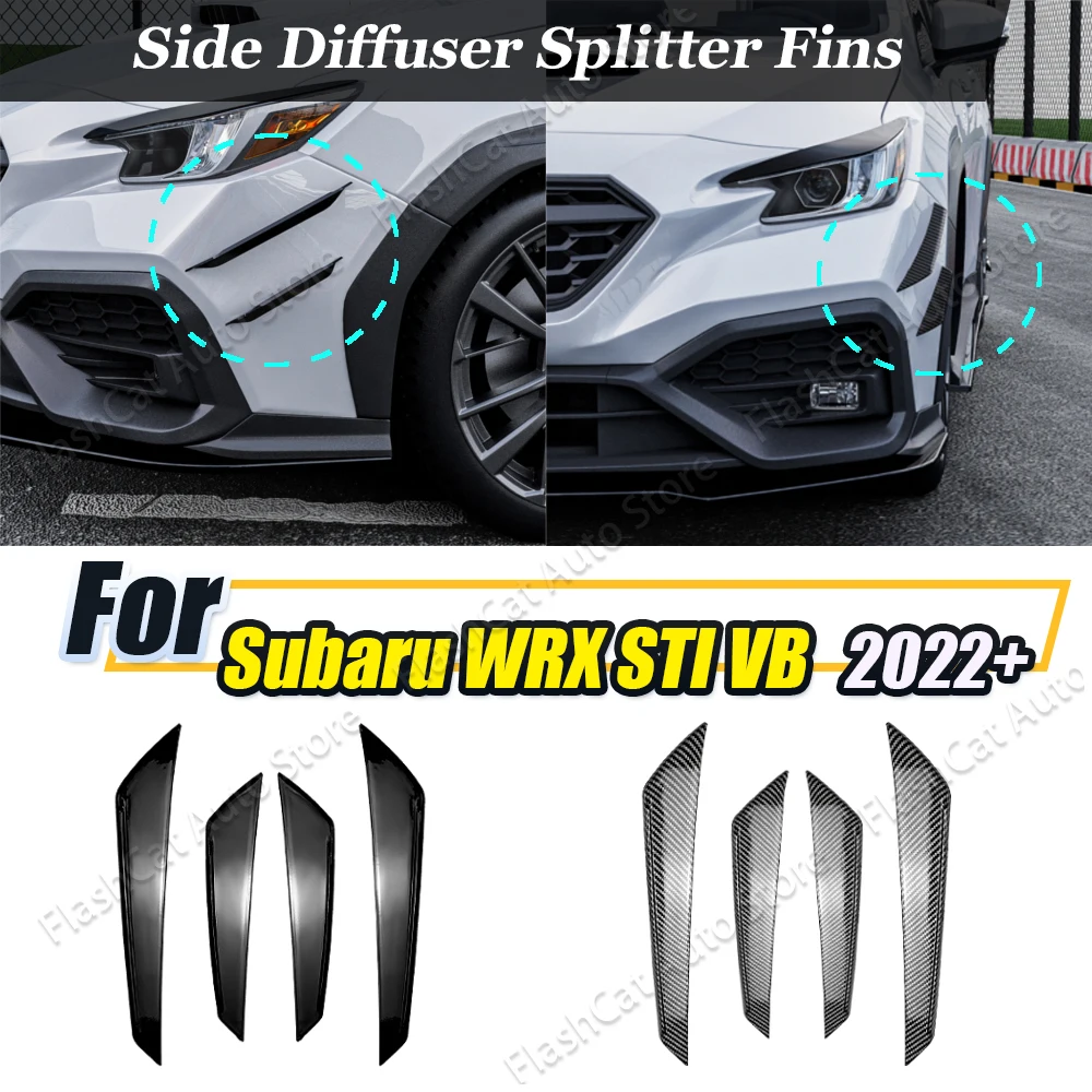 Car Bumper Side Guard Body Kits For Subaru WRX STI VB 2022 2023 2024 2025 Front Bumper Side Canards Splitter Fins Spoilers