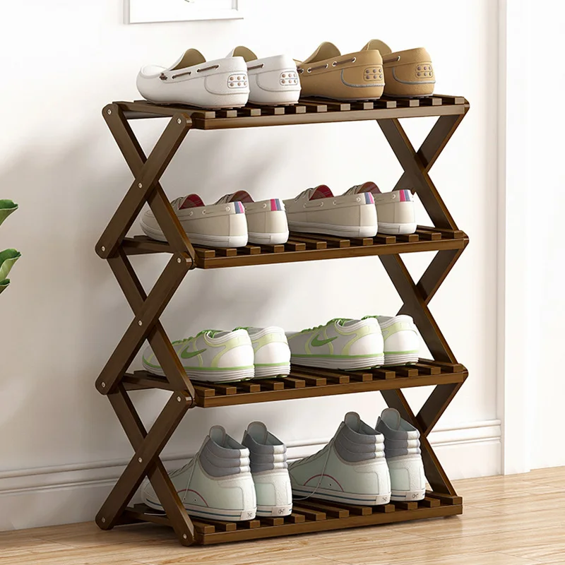 

Multi-storey Shoe Hanger Imple and Easy Household Provincial Space Dustproof Dormitory Doorway Foldable Shoes Rack Bamboo Shelf