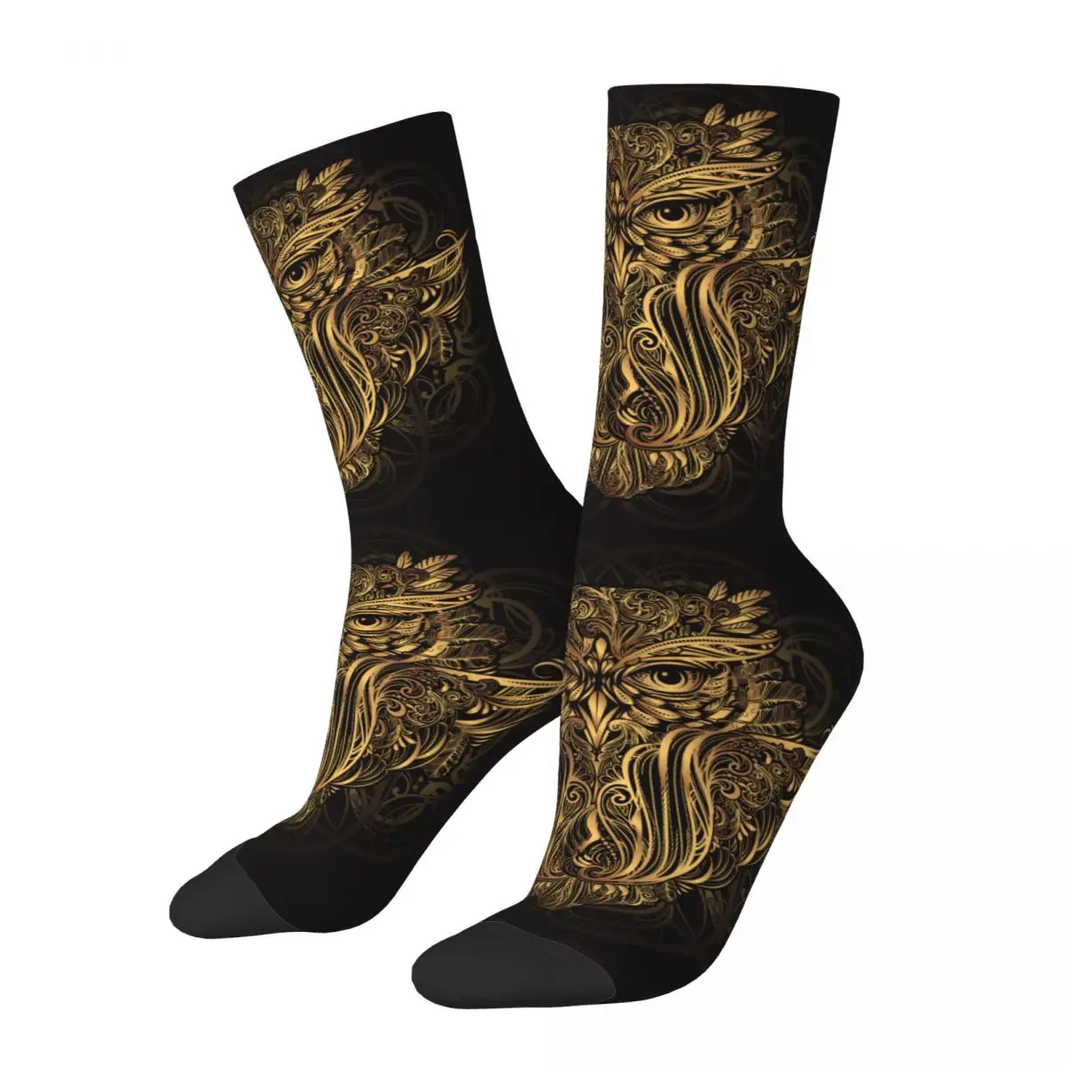 Golden Owl Totem Sock Printed Man Polyester