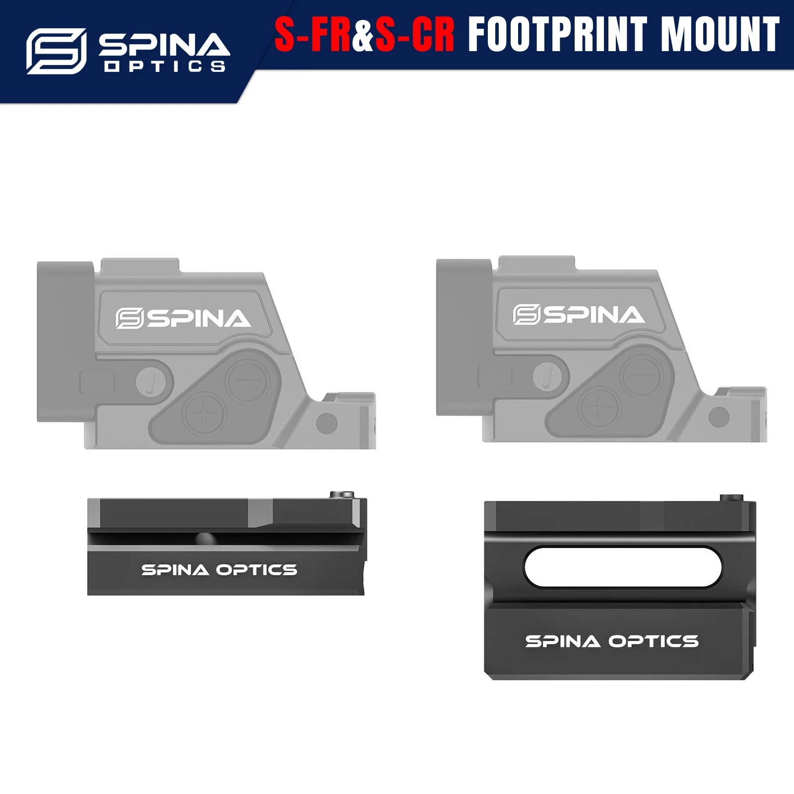 SPINA OPTICS Red Dot Sight 20mm Rail Riser Mount – Compatible with S-FR/S-CR Footprint, 6061 Aluminum, Height-Raising Base