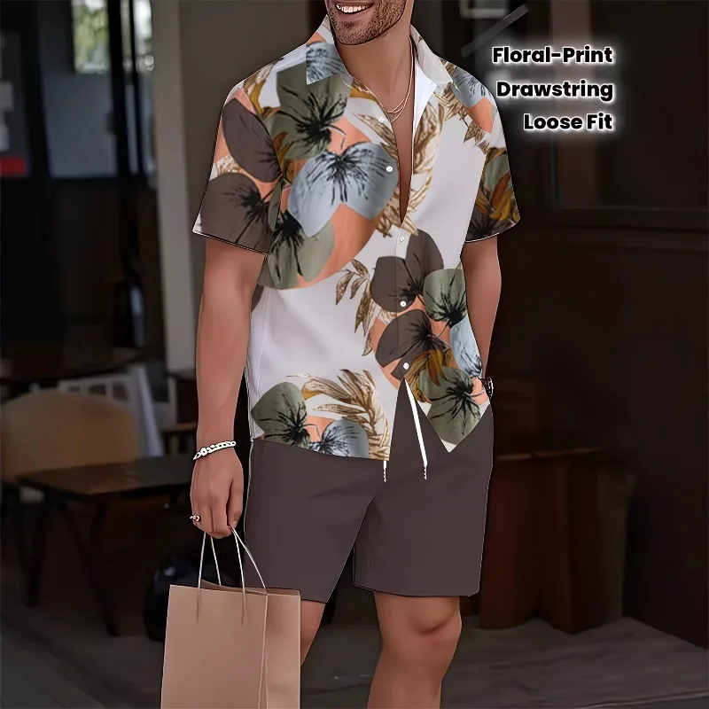 

Летний комплект для мальчиков: рубашка с 3D-принтом и коротким рукавом, пляжные шорты, изысканный и удобный, молодежный, популярный, приталенный крой.