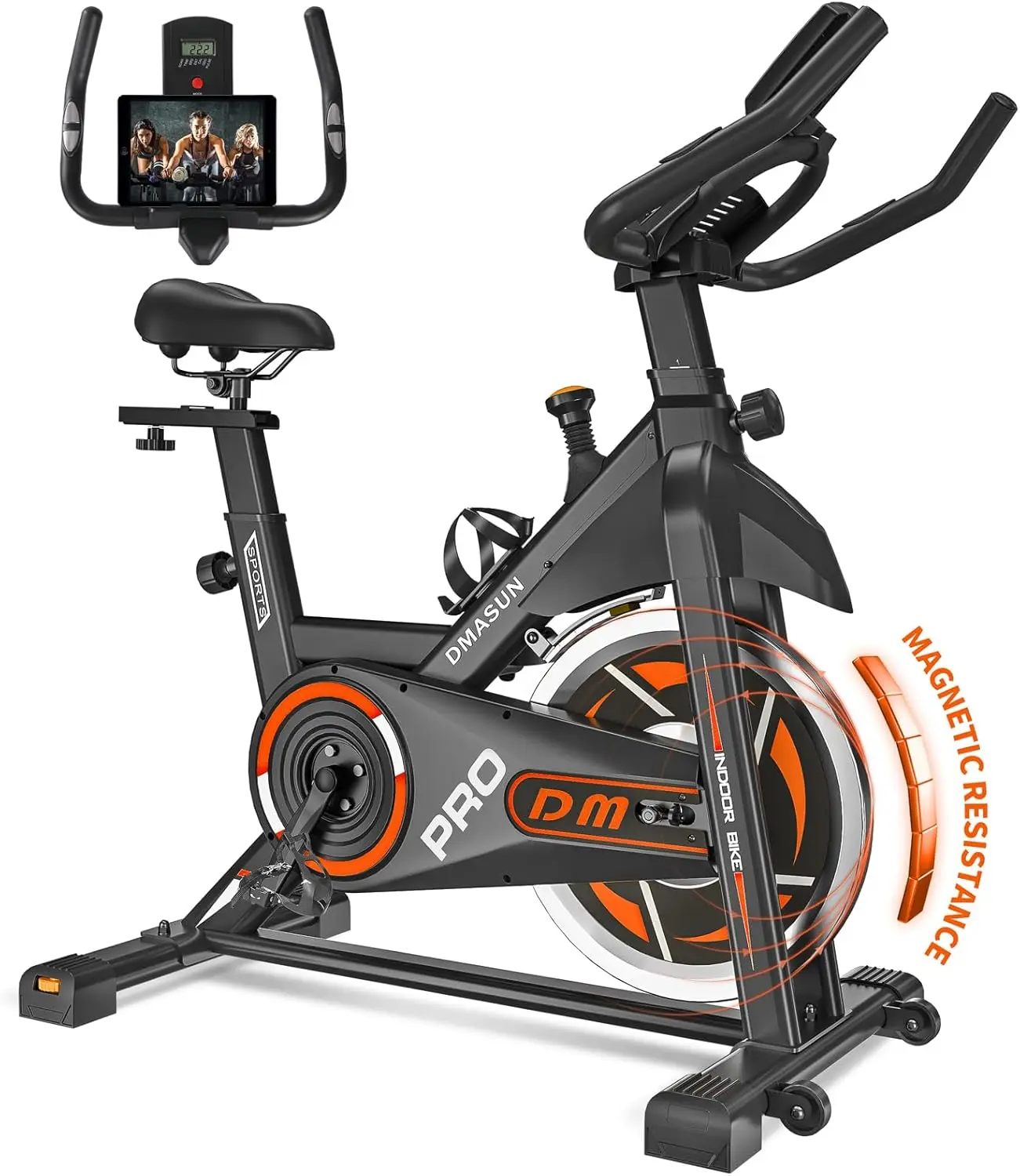 

Exercise Bike, Indoor Cycling Bike Stationary, Battery Powered Cycle with Comfortable Seat Cushion, Digital Display with Pulse