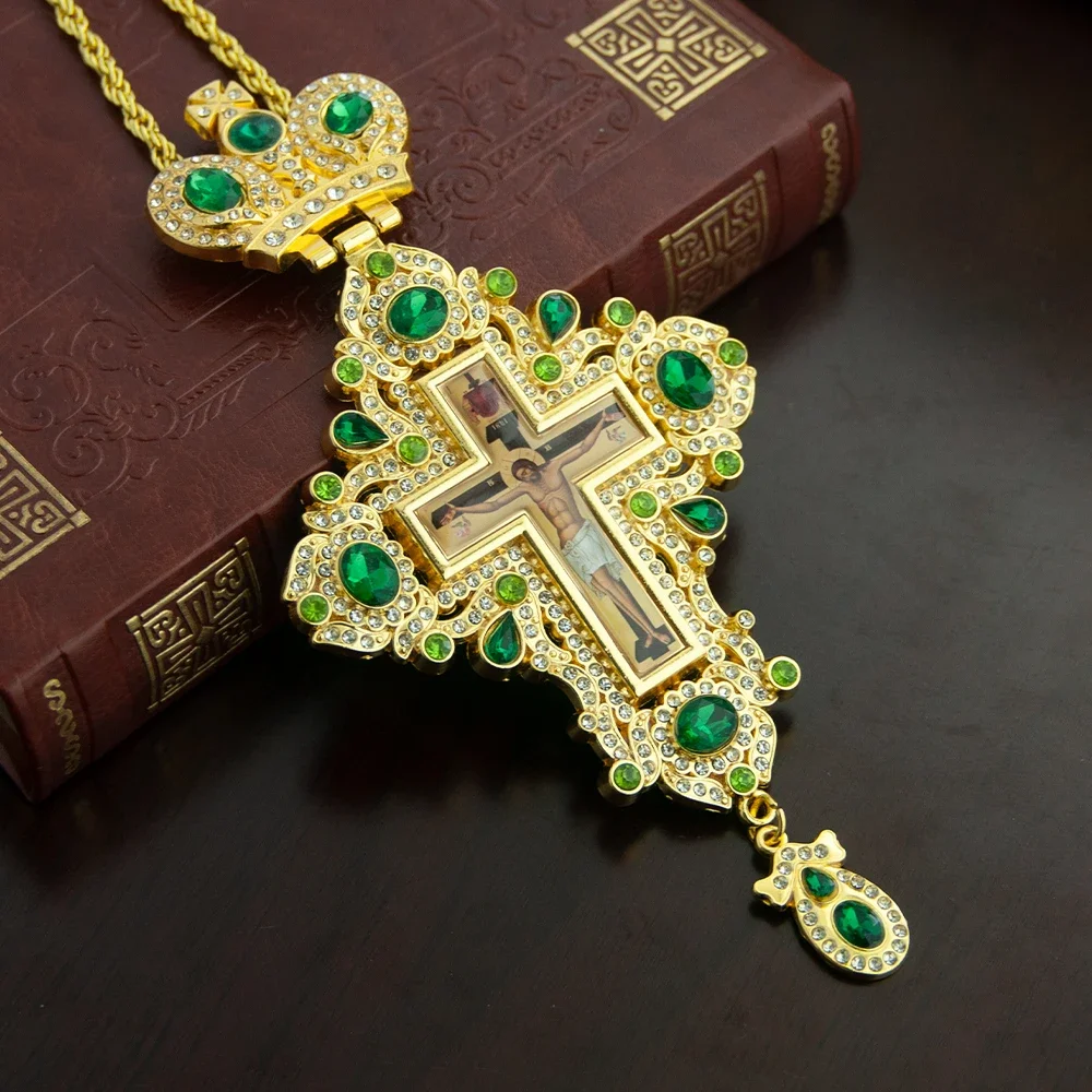 HTISOK Orthodoxes Jesus-Kreuz-Anhänger, Kirchen-Pater-Brustanhänger, religiöse Gebetsritual-Zubehörteile, Kreuz-Halskette aus Legierung – Detail 11