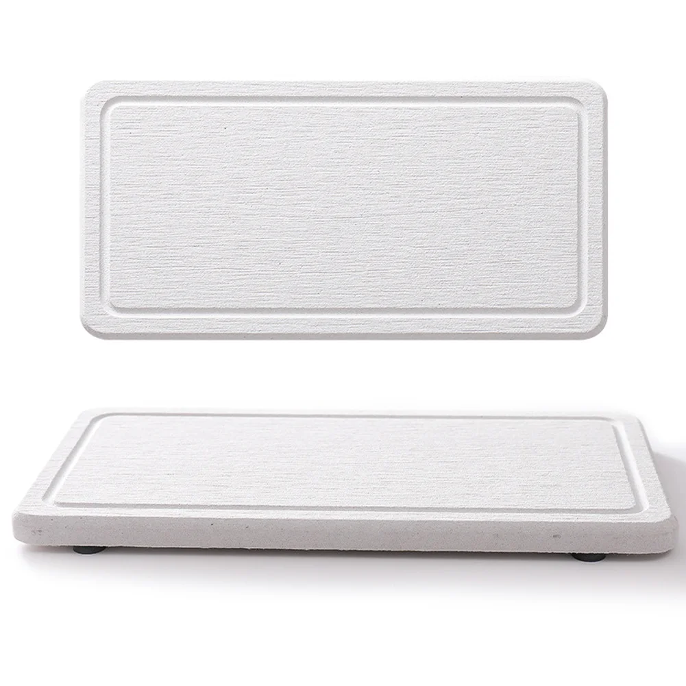 Kitchen Countertop Drying Tray Made of Diatomite for Absorbing Water from Cups Plates and Utensils after Washing
