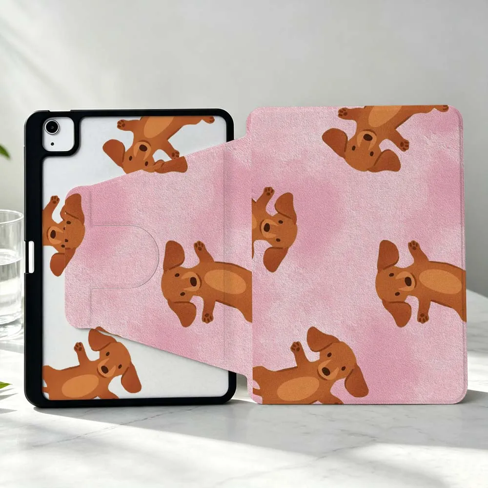 Fun Dog Patterns For iPad Pro Air mini 6 5 4 12th M5 M4 M3 M2 A16 A17Pro 360° Rotation Stylus Storage Tablet Case Soft