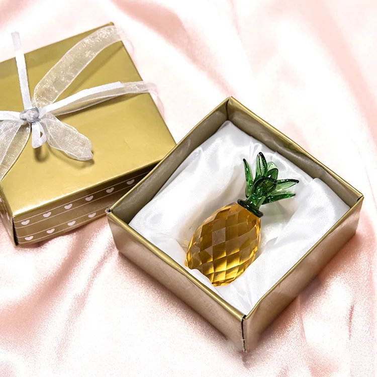 Choice Crystal Pineapple Figurines With Gift Box Packing Home Decoration Crystal Ananas Ornament Tropics Wedding Favors 1-PCS