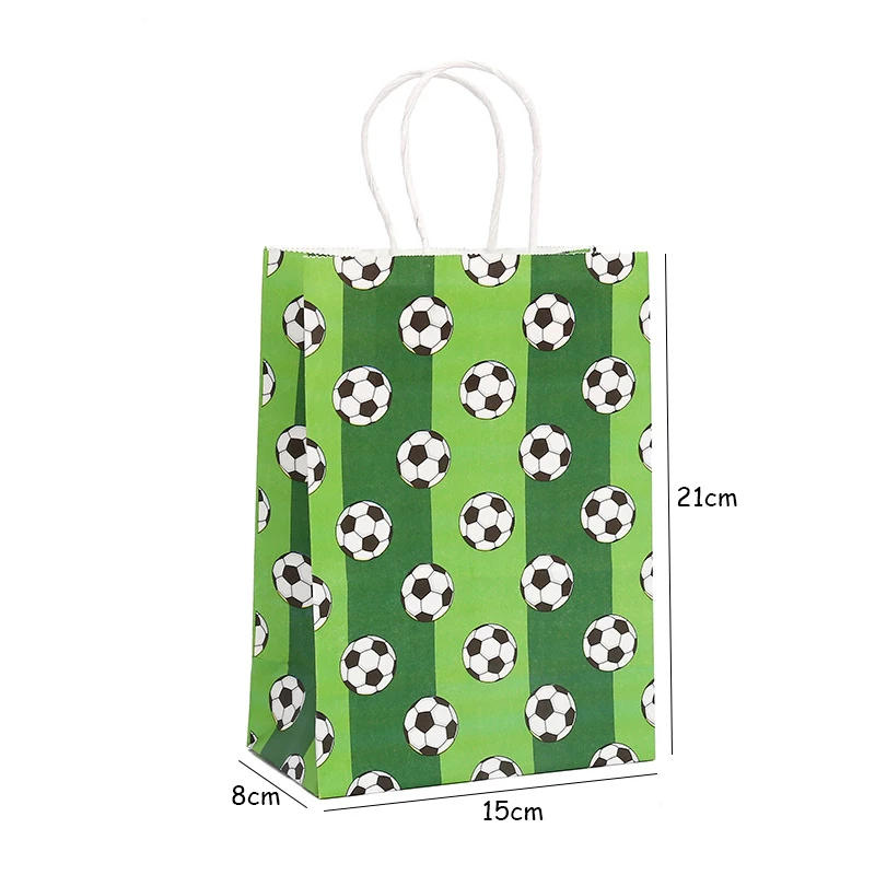 6pcs Soccer Party Football Gift Bags Kraft Paper Bags Sports Party Gift Packaging Bag Tote Bag Handy Gift Bag Birthday Party