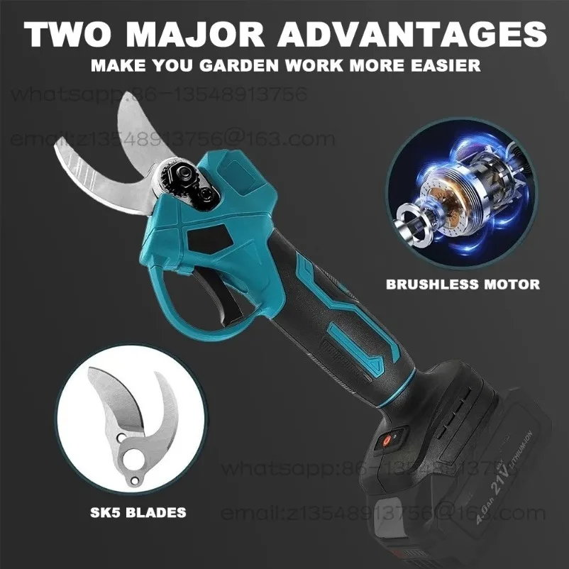30MM Cordless  Electric Pruning Shear Tree Bonsai Pruner Branches Cutter Power Tool For 18V Battery(No Battery)