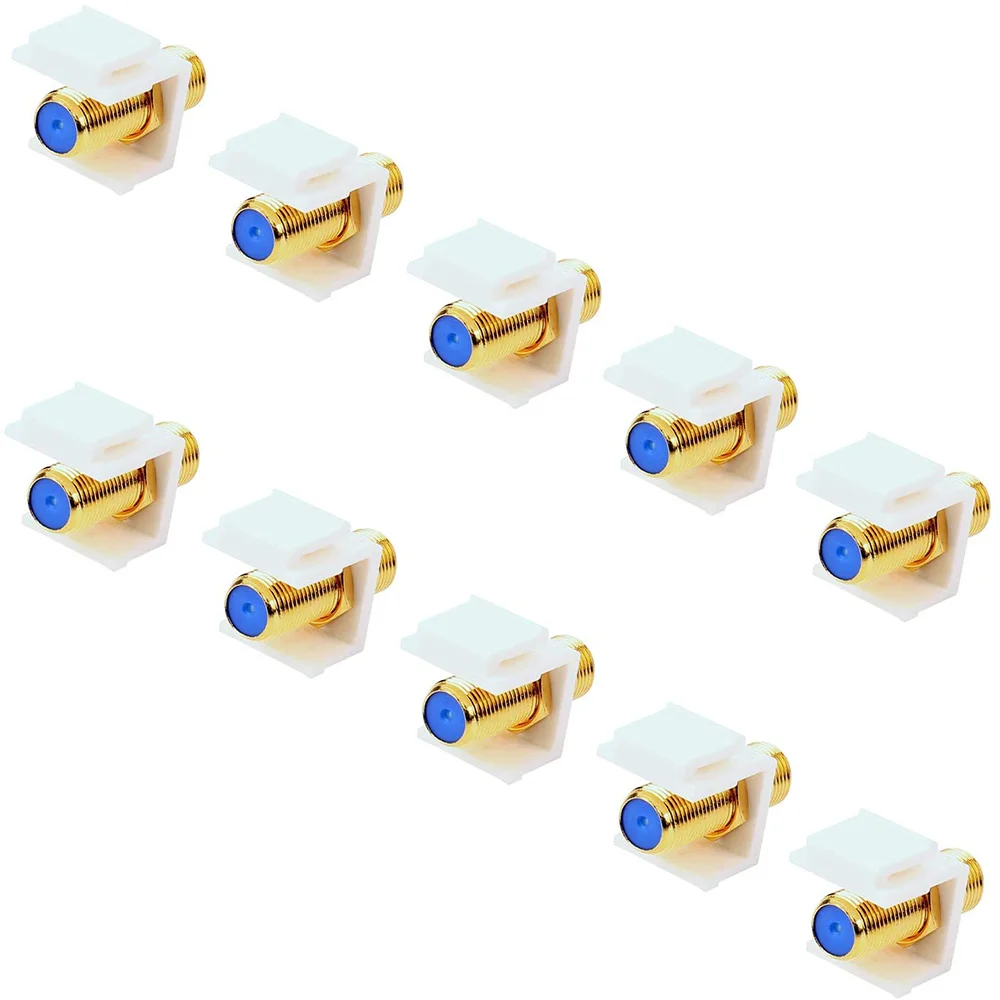 10-Pack RG6 Keystone Jack Insert, Coaxial Cable Connector F-Type RG6 Keystone Connectors for Wall Plate and Patch Panel