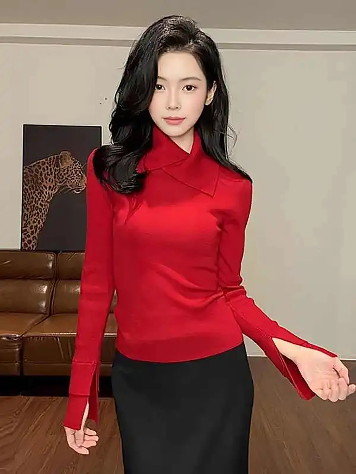 

Korean Sle Rich Girl Feel Base Layer Sweater Women's Faionable Winter New Arrival Maturi Cisas Aosphere Knitwear