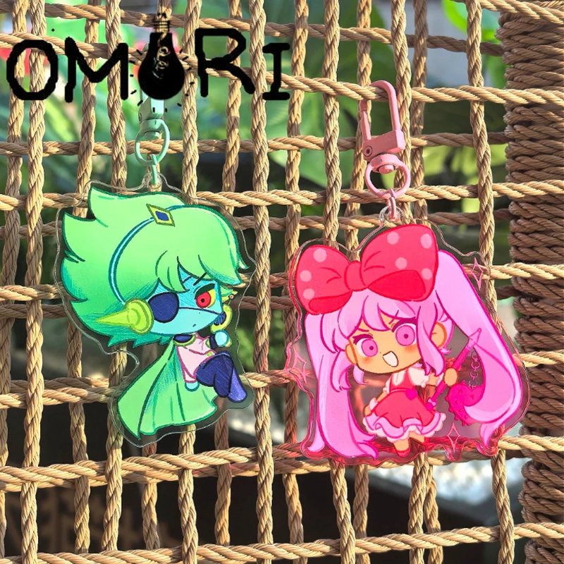 Game OMORI Spaceboy Sweetheart Cosplay Keychain Kawaii Acrylic Pendant Keyring Key Chain 2Pcs/set Bag Accessory Ornament Prop