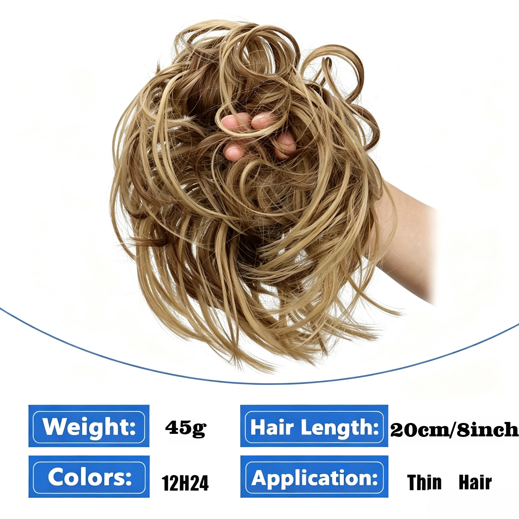 Women’s Synthetic Messy Bun Hairpiece–Fluffy Curly Hair Bun with Elastic Rubber Band Perfect for Daily Wear & Special Events KPO