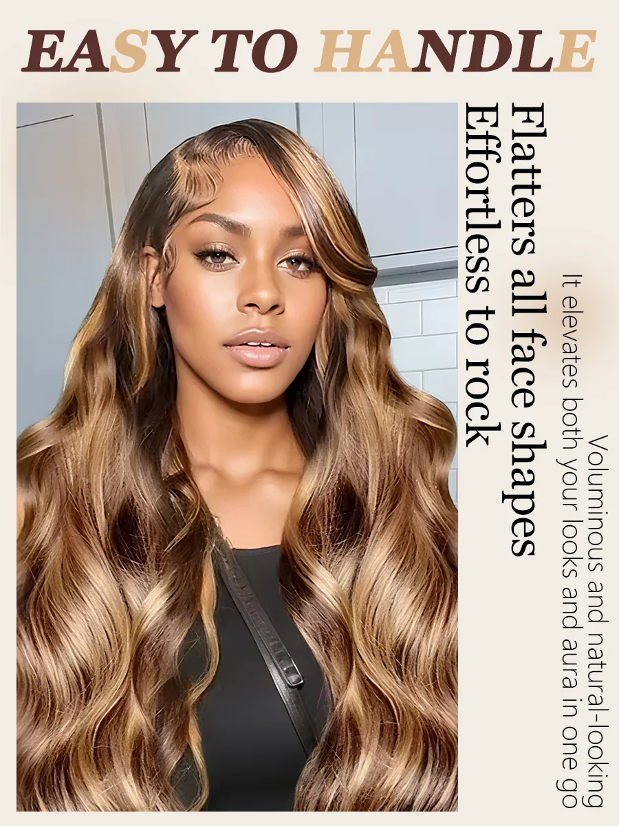 الجسم موجة 13x6 الدانتيل الباروكة الأمامية 36 بوصة 220% P4/27 تسليط الضوء على HD الدانتيل الشفاف الجبهة البرازيلي خصلات الشعر المستعار الإنسان للنساء