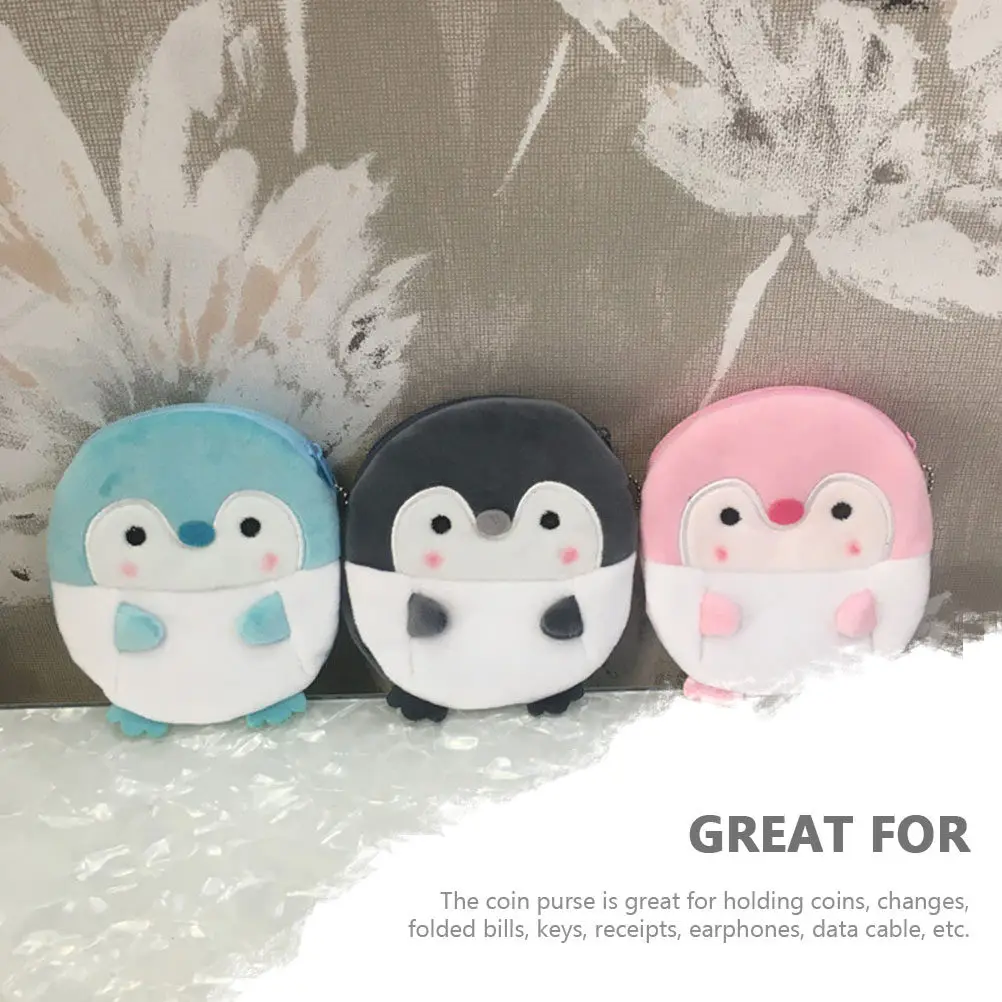 Penguin Coin Purse Set – 3pcs Soft Lightweight Fabric Change Pouch for Travel, Office & Daily Use