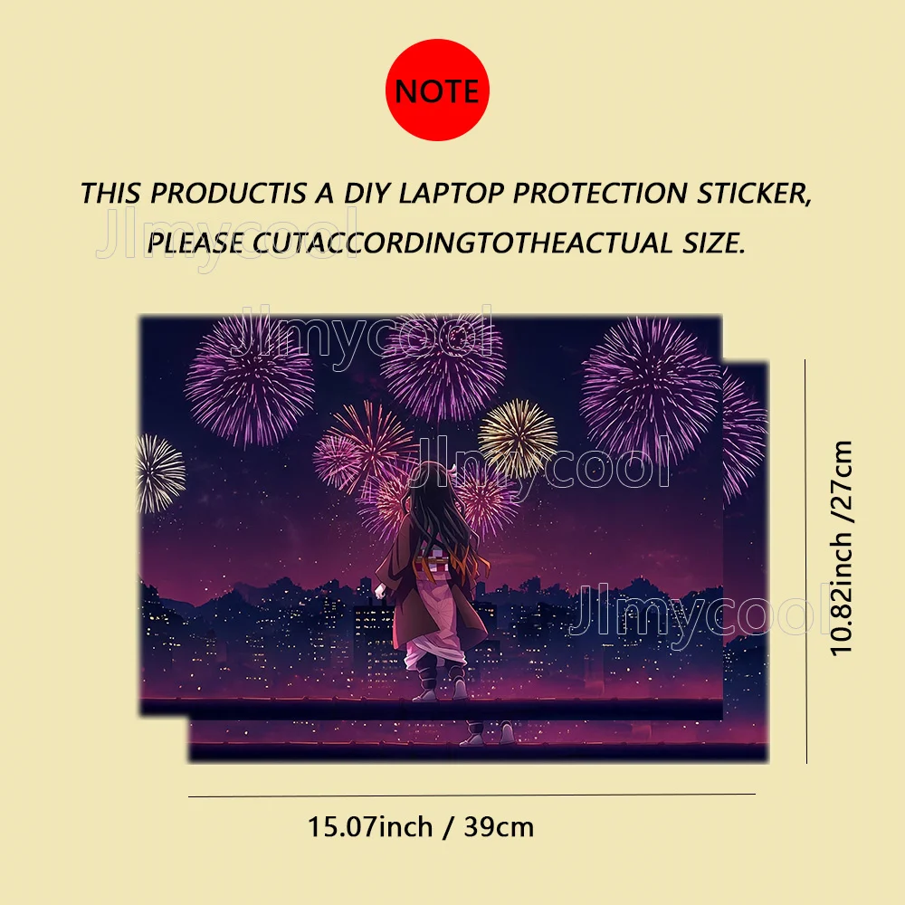 2 Pieces Kimono Watch Girl Vinyl Laptop Sticker Self-adhesive Case for HP Lenovo Apple Easy To Install Decal Stickers