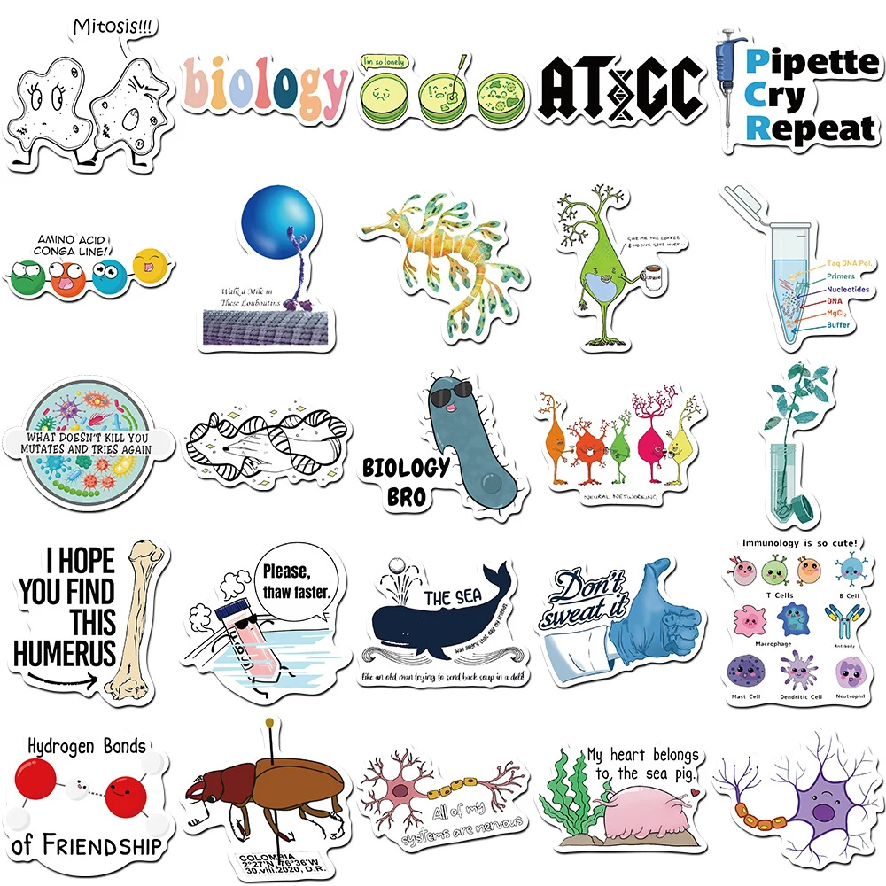 10/30/50/100pcs Science Chemistry Biology Laboratory Research Stickers Skateboard Laptop Phone Car Waterproof Sticker Kids Toys