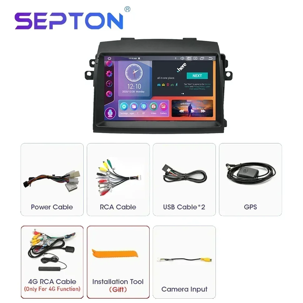 SEPTON Carplay Car Player for Toyota Sienna 2004 2005 2006 2007 2008 2009 2010 GPS AutoRadio 4G Android Car Stereo Installation