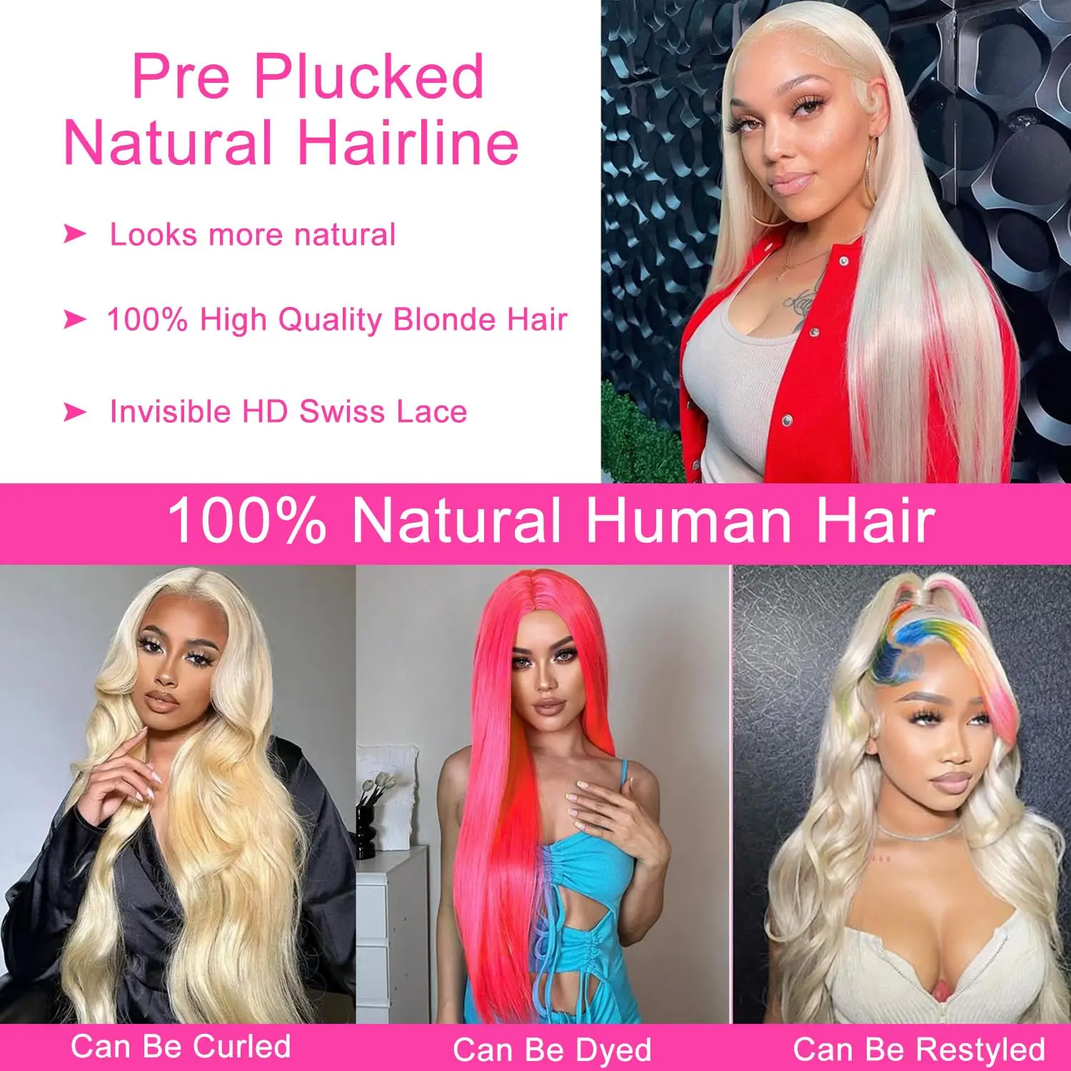 613 13x6 Lace Front Wig Human Hair Straight 13x4 Blonde Lace Front Wig Pre Plucked 180% Density 613 Straight Human Hair Wigs