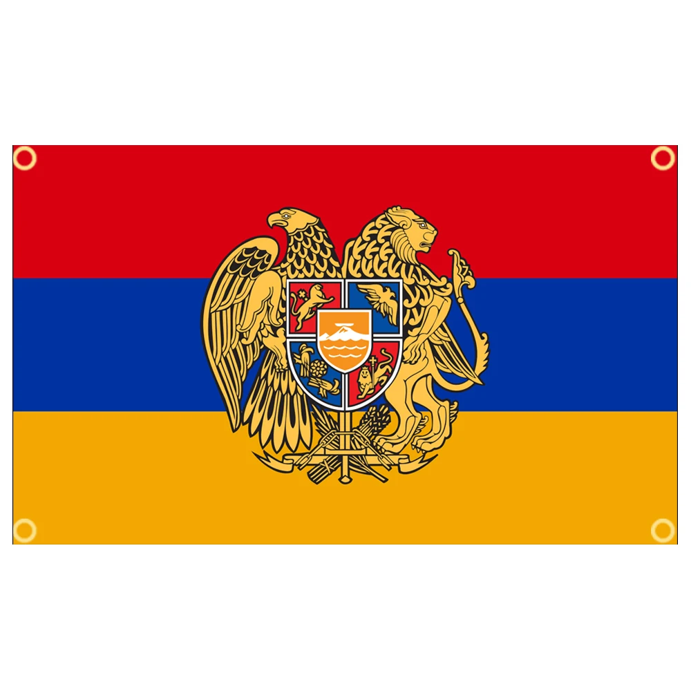 لافتة أرمنية من البوليستر بعلم أرمينيا مقاس 3 × 5 أقدام مع حلقتين معدنية مقاومة للبهتان وألوان زاهية - 3 × 5 بوصات - 90 × 150 سم