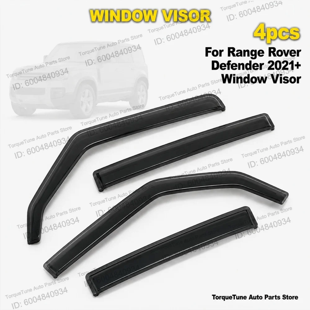 Direct Fit Tape-On Window Visor Wind Deflector For Range Rover Defender 2021+ In-Channel Vent Deflectors Rain Sun Guards