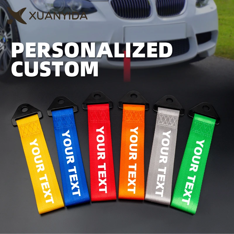 

Personalized Custom Car Tow Strap Belt Support Your Any Text Logo Pattern Tow Rope Ribbon Trailer Rope Bumper Towing Strap