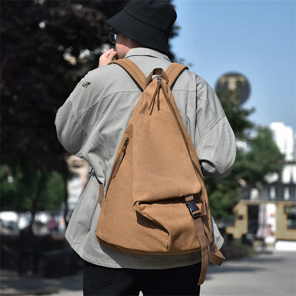 Men's Leisure Canvas Backpacks Waterproof Large-capacity Trend Man Versatile Schoolbags Teenagers Simplicity Travel Knapsacks