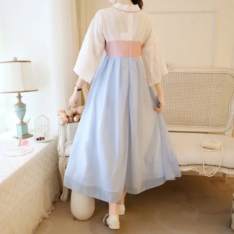 Zomer Vrouwen Chinese Stijl Traditionele Oude Hanfu Chiffon Jurk Retro Fee Podium Folkdans Prinses Cosplay Kostuums Outfit