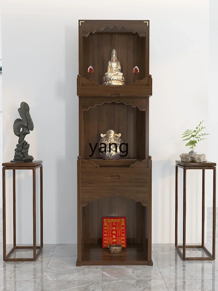 Yjq solid wood Buddhist niche new Chinese table for home use modern simple solid wood God of Wealth cabinet