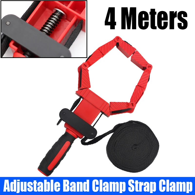 

1PCS 4 Meters Multifunction Strap Clamp Belt Clamp Woodworking Quick Adjustable Band Clamp Polygonal Clip 90 Degrees Right Angle