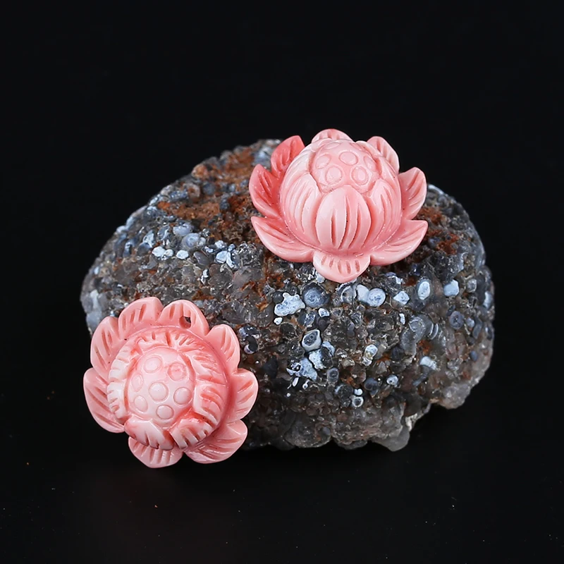 New Arrival Pink Conch Shell Carved Charms Flowers Earrings Beads Jewelry Making DIY Handmade Craft 22x21x11mm 5.6g