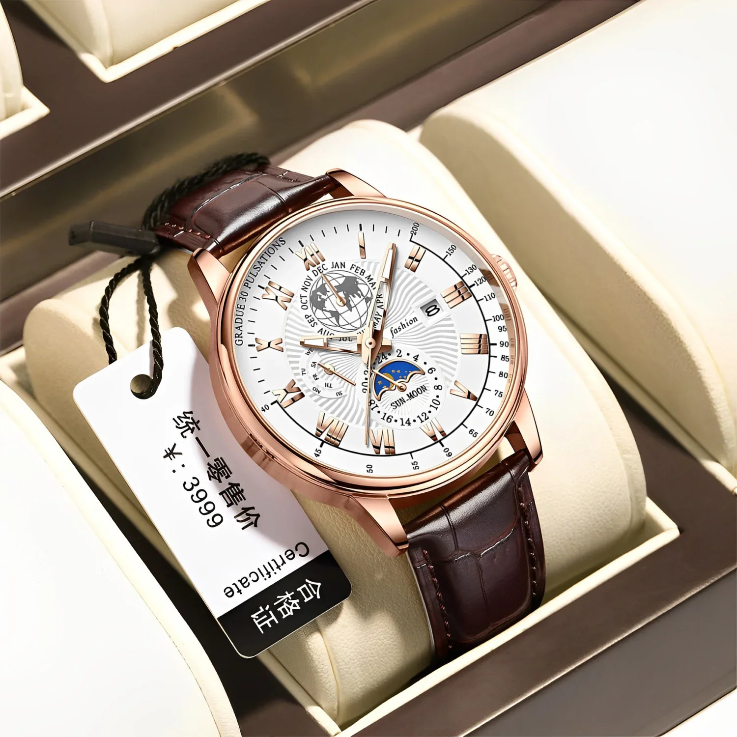 2026 Men Watch Fashion Top Luxury Sport Men's Wristwatch Waterproof Luminous Leather Date Quartz Watches Man Clock