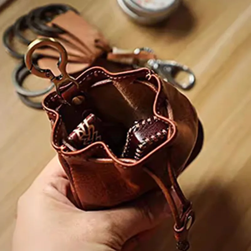 WERLLANDS PU Leather Retro Drawstring Key Case Coin Purse image 5