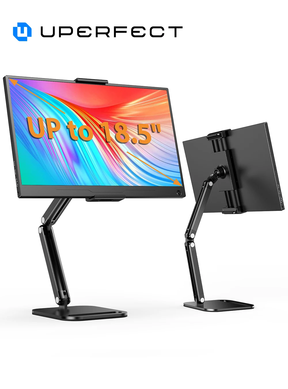 UPERFECT Ustand D18 Flexible Steel Spring Clip For 10-18.5" Portable Monitor Bracket 360 Adjustable External Vertical Screen