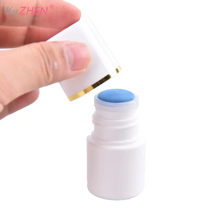 Soreness Liquid Bottle With Sponge Applicator 15/50/100/150ml White Medicine Liquid Bottle With Blue Sponge Head Separate Bottle