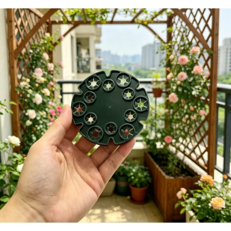 1pc Garden plant support Balcony plant connector with protective tray Bamboo poles Garden climbing stake Plant support connector